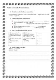 English Worksheet: accommodation group session