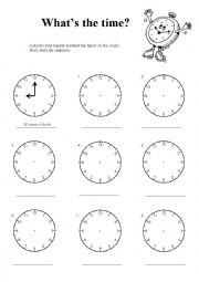 English Worksheet: Whats the time?