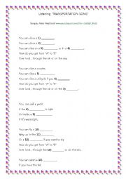 English Worksheet: Listening Transportation Song