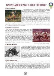 English Worksheet: Native Americans: a lost culture