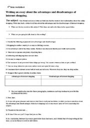English Worksheet: 9th form writing advantages & disadvantages of online shopping