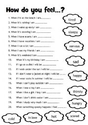 English Worksheet: How do you feel?