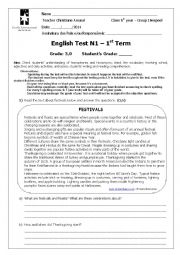 English Worksheet: Test for elementary students
