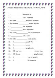 English Worksheet: Always, sometimes or never?