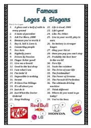 English Worksheet: Famous logos and slogans