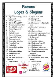 English Worksheet: Famous logos and slogans