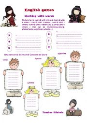English Worksheet: English games: working with words