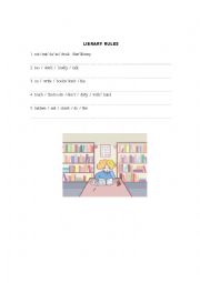 English Worksheet: LIBRARY RULES
