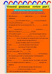 English Worksheet: General grammar review part 1 - modal verbs