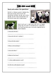 English Worksheet: Reading comprehension about animals