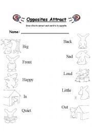 English Worksheet: Opposites Attract