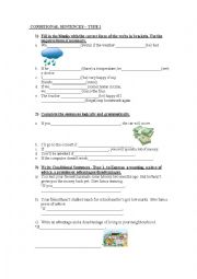 English Worksheet: Conditional sentences - Type 1