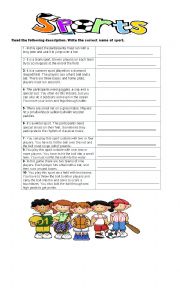 English Worksheet: sports