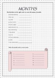 English Worksheet: months