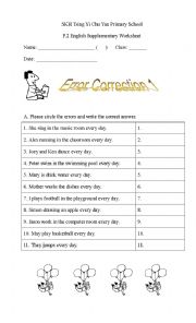English Worksheet: Common Error in English 