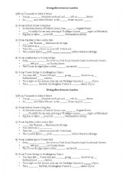 English Worksheet: giving directions in London