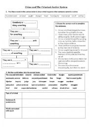 English Worksheet: The Sequence of Events in the Criminal Justice System