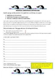 English Worksheet: Recognising Sentences (Capital letters, full stops and nouns)