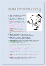 English Worksheet: Different ways of speaking