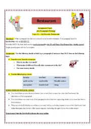 English Worksheet: Writing prompt: How to decribe a restaurant