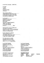 English Worksheet: Love in any Language Song Cloze