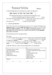 English Worksheet: GRAMMAR REVISION 8th forms Modules 3 and 4