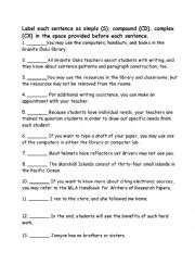 English Worksheet: Types of Sentences