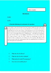 English Worksheet: present simple test