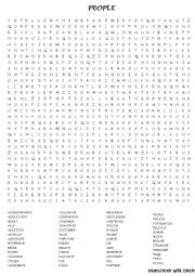English Worksheet: people wordsearch puzzle