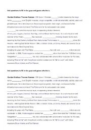 English Worksheet: Sting