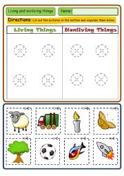 English Worksheet: LIVING AND NON LIVING