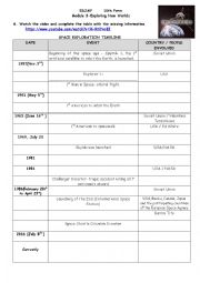 English Worksheet: Space Exploration Timeline