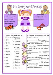 English Worksheet: Interjections