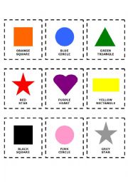 English Worksheet: Memory Game: Colours and Shapes