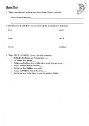 English Worksheet: robin hood-reader