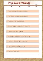 English Worksheet: Passive voice