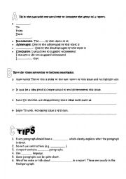 English Worksheet: Writing a report