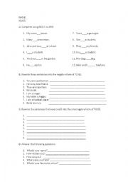 English Worksheet: Verb to be test