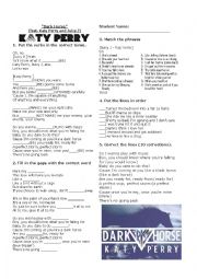 English Worksheet: Katy Perry Dark Horse Song