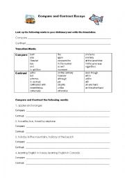 English Worksheet: Compare and Contrast Essays