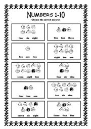 English Worksheet: numbers 1-10 exercise