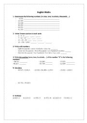 English Worksheet: Maths exercises