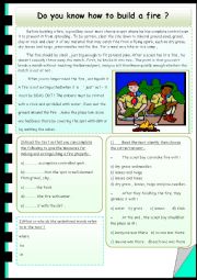 English Worksheet: Do you know how to build a fire ?