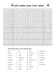 Fruit Salad Word Search