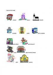 English Worksheet: places in town