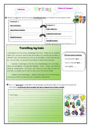English Worksheet: writing about advantages and disadvantagesof meansof transport 9 th form 