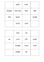 English Worksheet: Irregular Verbs - BINGO