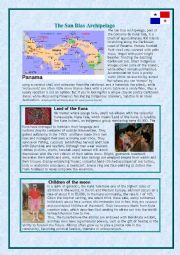 English Worksheet: The San Blas Archipelago 