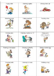 English Worksheet: PRESENT CONTINUOUS  GAMES FOR FUN (PANTOMIME)  PART 1 / 2