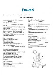English Worksheet: Frozen Lyrics to practice Article+noun